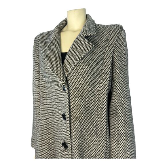 Vintage Herman Kay Herringbone Tweed black & white wool Coat size medium - Picture 5 of 16